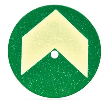 Punto Aluminio Foto Luminiscente / Antideslizante. para Anclar con Perno a Pisos Enrejados o Resina Epoxica en Pisos de Cemento. de 4´´ Diámetro.  no Toxica. no Radioactiva. Pack de 10un. Ideal para Bodegas, Plantas Industriales, Lugares de Alto Trafico.