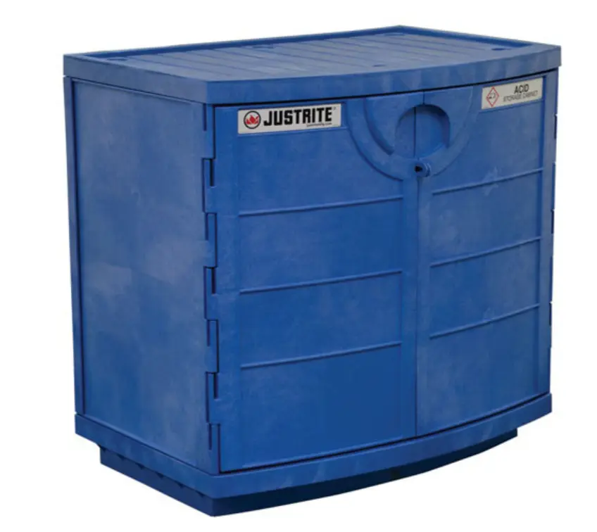 ARMARIO DE PARED PARA ÁCIDOS, BASES Y CORROSIVOS. CAPACIDAD PARA 36 BOTELLAS DE 2.5 LITROS. CIERRE MANUAL