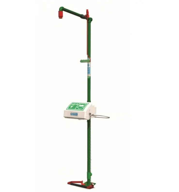 DUCHA COMBINADA HUGHES DE MONTAJE EN SUELO CON CUBETA ABIERTA DE ABS - TUBO GALVANIZADO Y ENTRADA INFERIOR