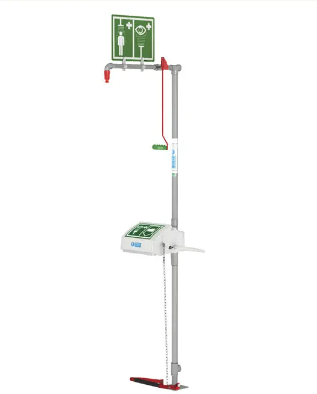DUCHA COMBINADA HUGHES DE MONTAJE DE SUELO CON CUBETA DE ABS. TUBO DE ACERO INOXIDABLE Y ENTRADA INFERIOR