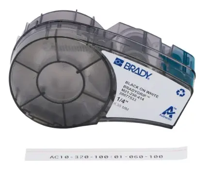 [BRA-M21-250-414] ROLLO DE ETIQUETAS DE GANCHO IMPRIMIBLES BRADYGRIP CON CINTA Y GANCHO DE LA MARCA  VELCRO® PARA IMPRESORA M21 (0,25 pulgadas de ancho x 10 pies de largo)