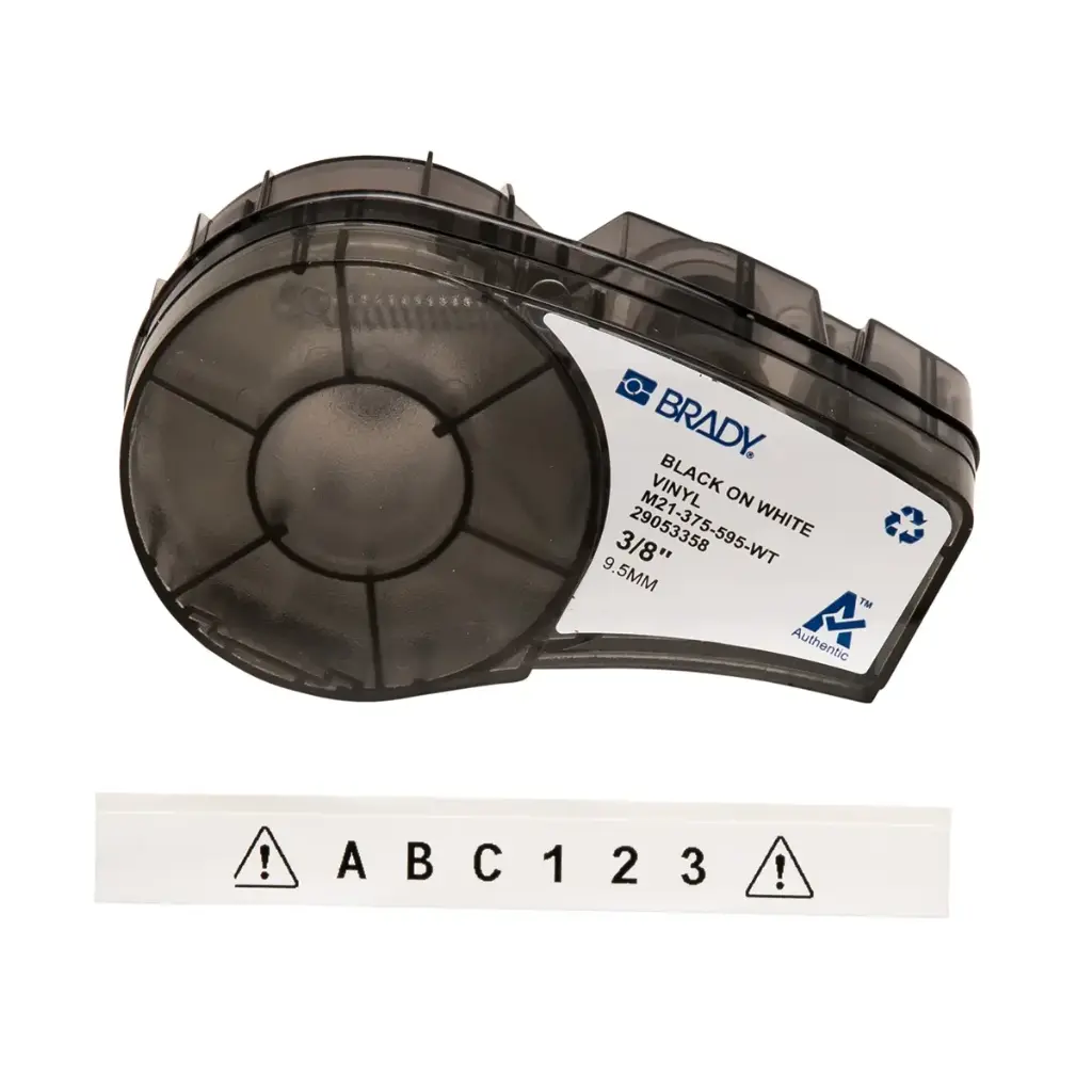 [BRA-M21-375-595-WT] CINTA DE IMPRESIÓN Y CINTA DE ETIQUETAS DE VINILO CON ADHESIVO PERMANENTE PARA TODO TIPO DE CLIMA PARA IMPRESORA M21 - 0.375'' (3/8'') (blanco)