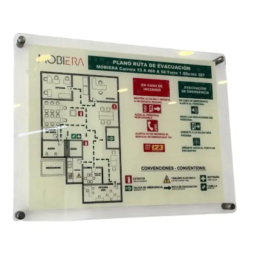 [GSMPLAN] Porta Planos Foto Luminiscente, no Toxico, no Radioactivo, Ignifugo. para Rutas de Evacuación. de 45 X 38cm (17,5´´ X 15´´)