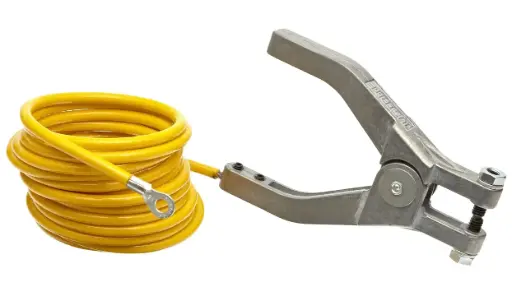 [JST-08497] CABLE ANTIESTÁTICO EN ESPIRAL DE 10' PARA CONEXIÓN Y PUESTA TIERRA, CON ABRAZADERA MANUAL Y TERMINAL DE 1/4'' 