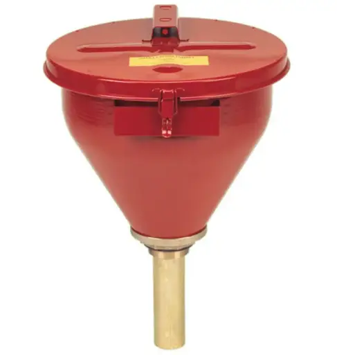 [JST-08207] EMBUDO DE ACERO PARA BIDONES, ARESTALLAMAS 6'', TAPA DE CIERRE AUTOMÁTICO, TAPÓN DE 2''