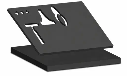 [GSM T5S-5740] Tablero 5S- 570 X 400 X 56mm, con cortes de formas varias. Base de 10mm